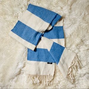 J Crew Wool Blue & White Striped Scarf